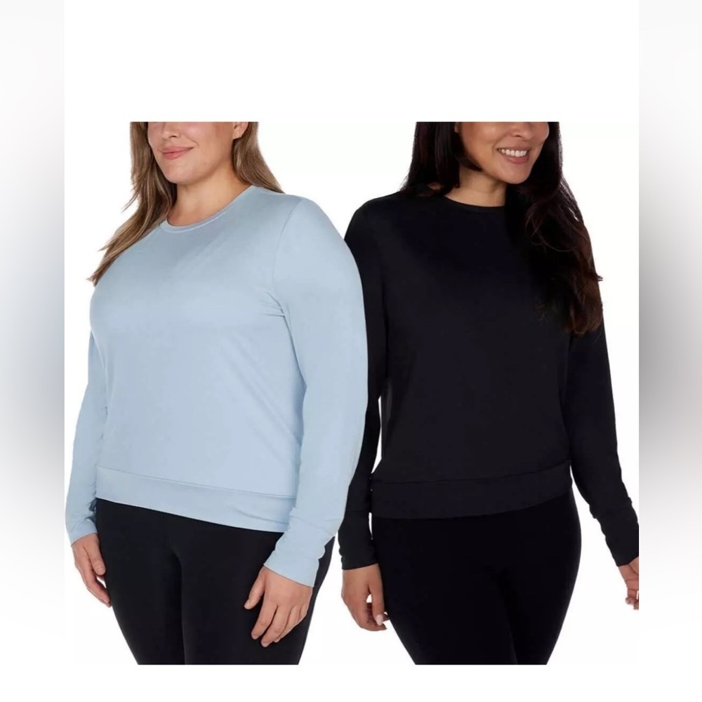 Lukka Lux Ladies' Long Sleeve Active Top, 2-pack / blue black sz M, L, XL